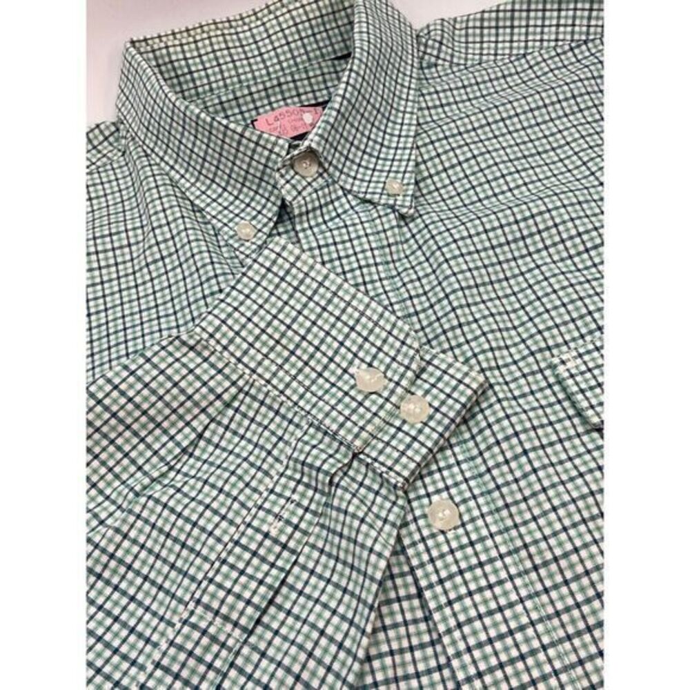 Roper Mens L Blue Green Plaid Button Down Shirt - Lt staining‎ collar see photos
